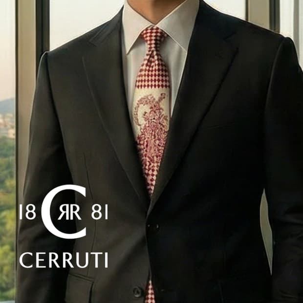 니노 세루티 실크 레드 패턴 넥타이 9.7cm A+등급 A19325
