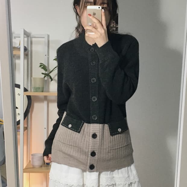 스티치 미니포켓 가디건 