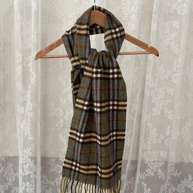 버버리 빈티지 램스울 머플러 카키