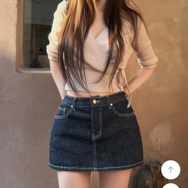 (새상품) 카인다미 골반볼륨업 생지 데님 치마바지
