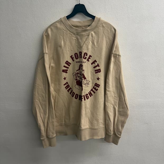 HAZZYS PHIZ 헤지스 베이지 플라잉독 맨투맨 M