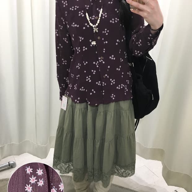 Purple Floral Sheer Blouse