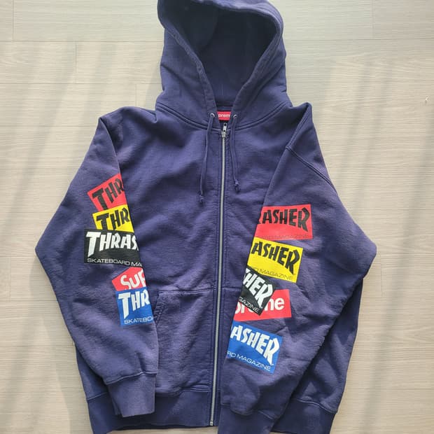 21AW SUPREME X THRASHER 멀티로고 후드집업