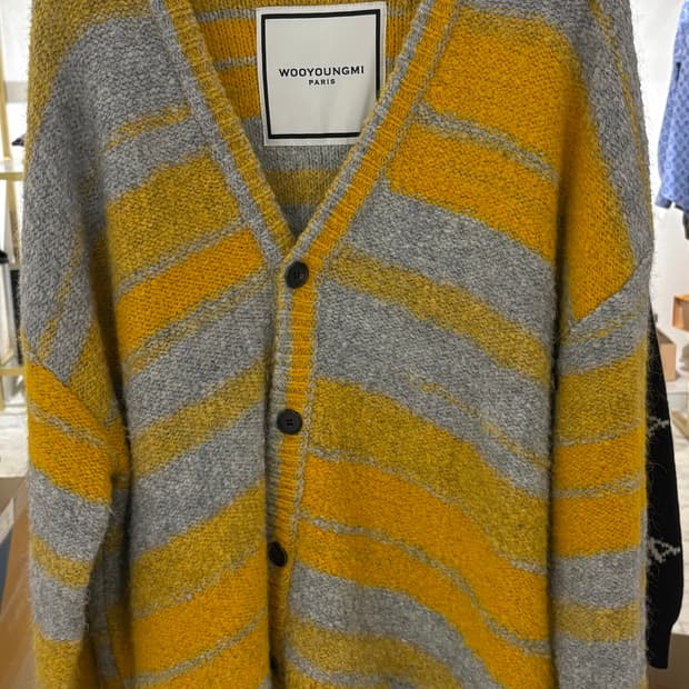 연예인 착용✅)우영미 스트라이프 알파카 가디건 46사이즈