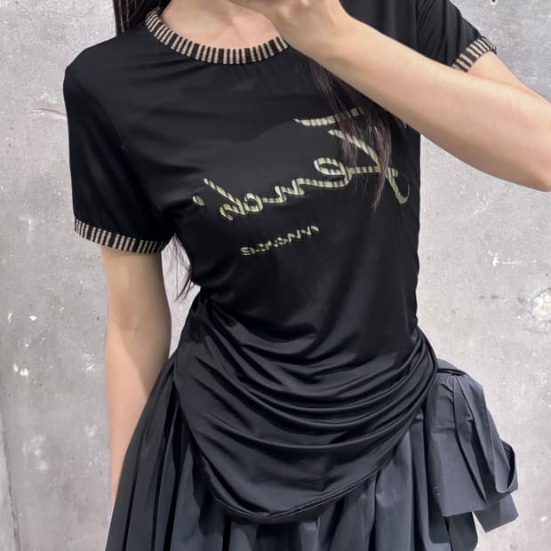 Fendi 펜디 블랙 레이온 로고 반팔 
