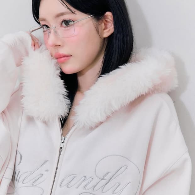 OLIVE des OLIVE 베이비핑크 퍼 후드집업