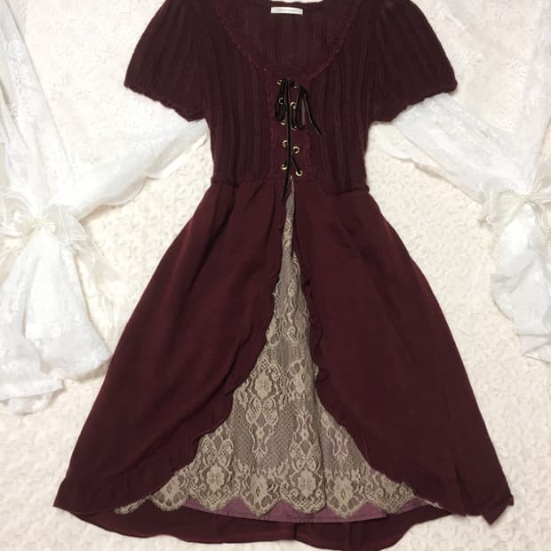 빈티지 엑시즈팜 버건디 바선생핏 원피스