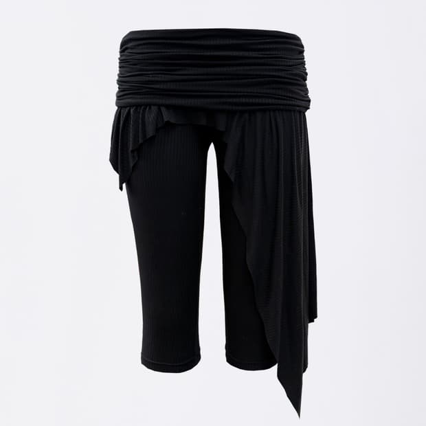 스컬프터 Asymmetric Skirt Leggings Black