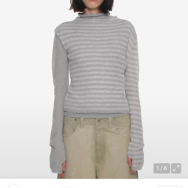 파르티멘토 우먼 더블 레이어드 모크넥 니트 탑