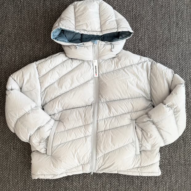 언박싱 제품💨 밈더워드로브 다이애그널 라이닝 다운 점퍼 (2사이즈)