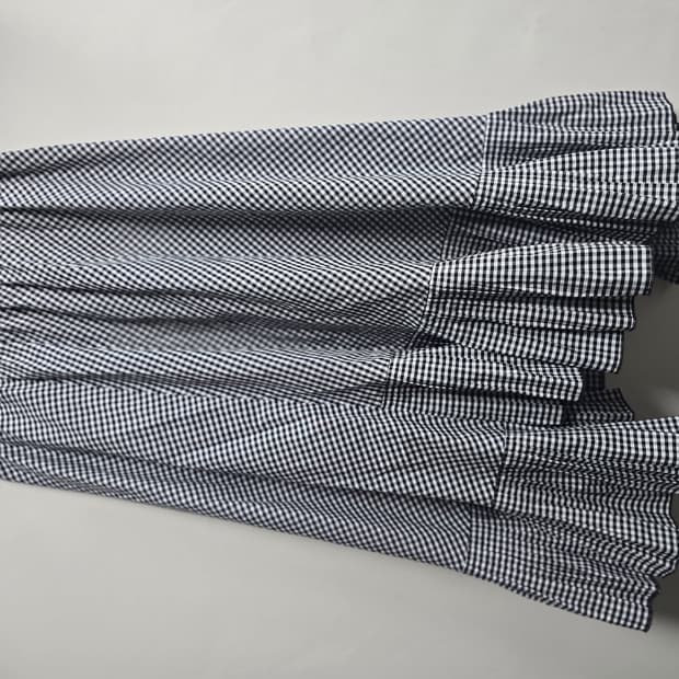 지컷 체크 롱 스커트