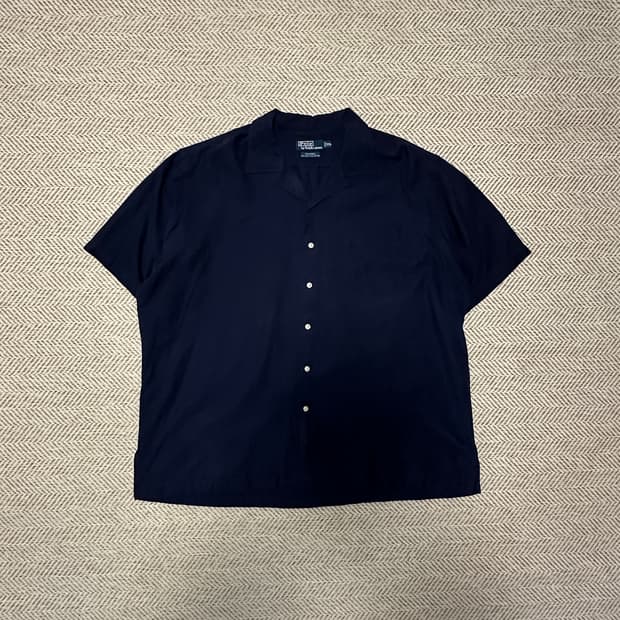 POLO RALPH LAUREN silk half shirt navy