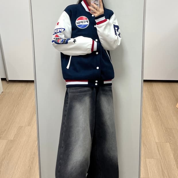 펩시 울 레더 바시티 자켓