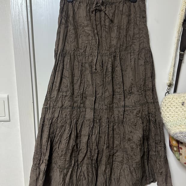 빈티지 플라워 패턴 브라운 스커트