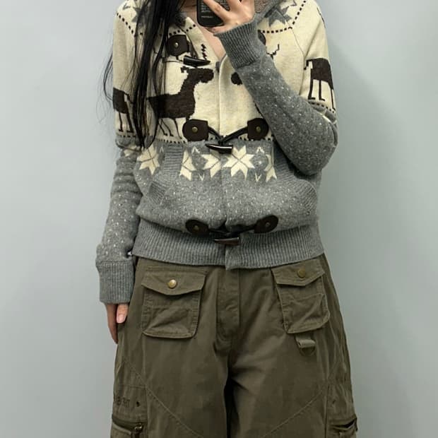 Vintage 빈티지 노르딕 더플 니트 가디건