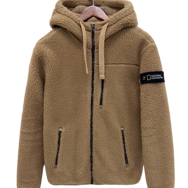 내셔널지오그래픽 뽀글이 기모 플리스 후리스 후드집업 브라운 (M)