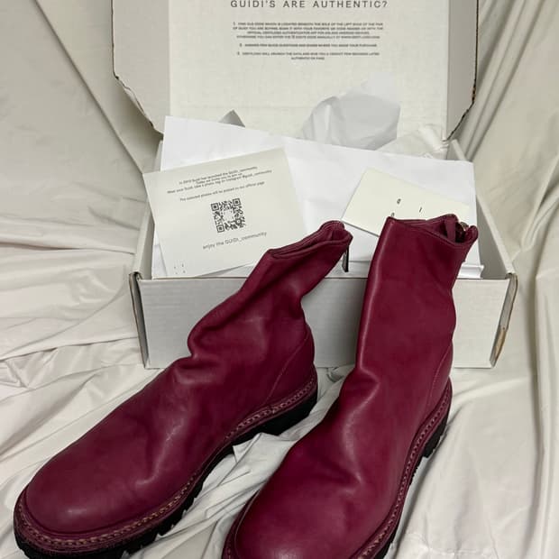 구이디 GUIDI 호스 풀 그레인 백 지퍼 핑크 부츠