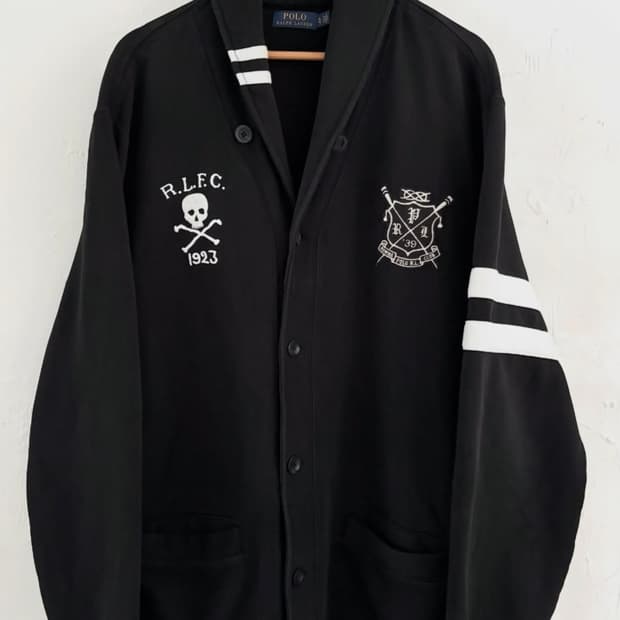 Polo 폴로 랄프로렌 신형 로잉 클럽 블랙 스컬 숄카라 가디건