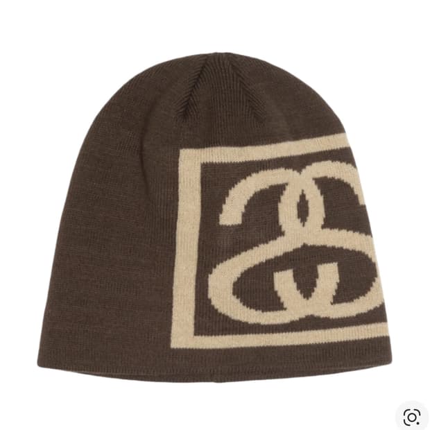 스투시 ss링크 스컬캡 비니 브라운 