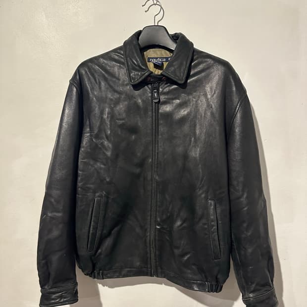 빈티지 90s 노티카 가죽 봄퍼 자켓