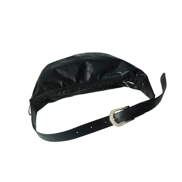H-Buckle Banana Leather Bag (Black)