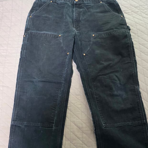 [38X30] 빈티지 칼하트 더블니 B01 BLK 워크팬츠 페이드 BK6