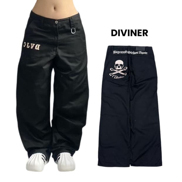 DIVINER 제팬 디바이너 스컬 해골 펑크 락 팬츠 블랙