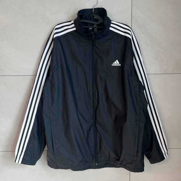 [3XL] 아디다스 삼선 트레이닝 바람막이 블랙 