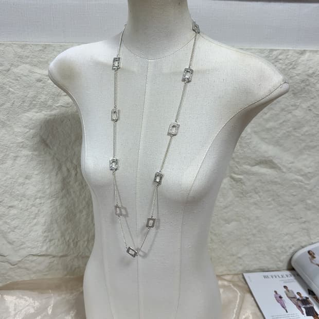 빈티지 미러 해머링  쿠바체인 목걸이