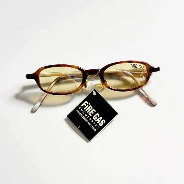 90s FIRE GAS 토터스쉘 뿔테 스퀘어 틴트 빈티지 선글라스