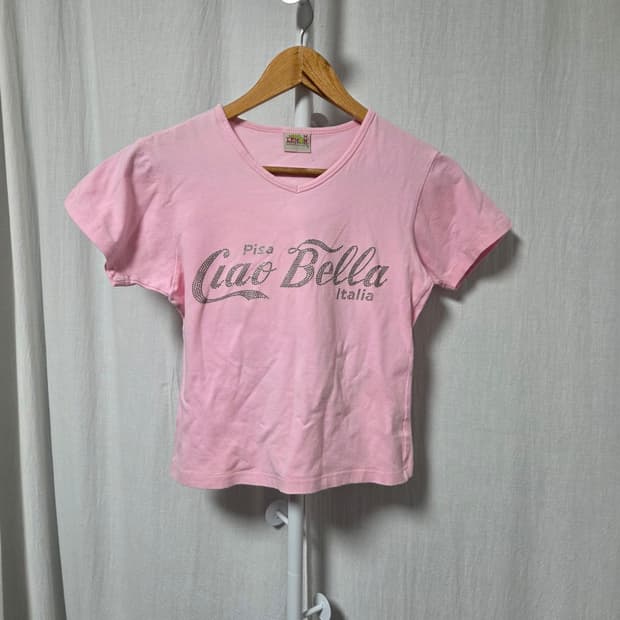 Ciao Bella 실버도트 베이비핑크 티