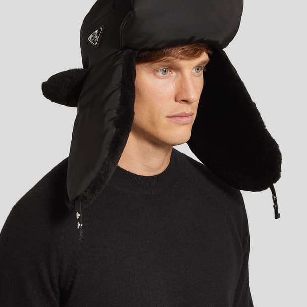 프라다 개버딘 시어링 트루퍼햇 모자 L