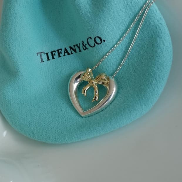 티파니 18k 하트 콤비 목걸이
