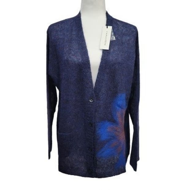 이태리 CARACTERE 플라워 네이비믹스 L 울가디건 새상품
