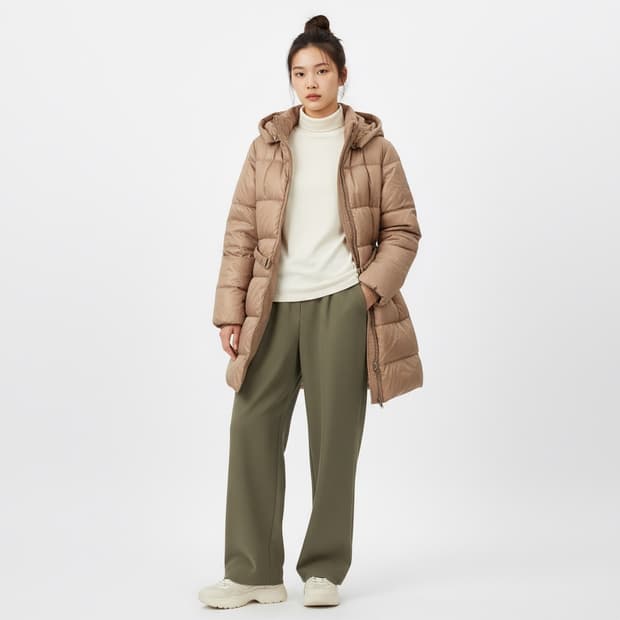 [38/55~66] 로베르토까발리 벨트 후드 롱패딩 베이지 여성 명품