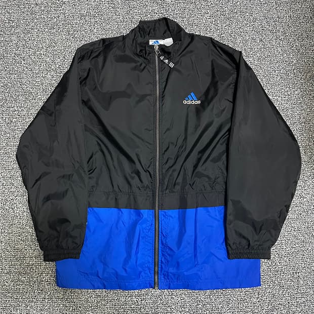 (XL) 아디다스 90s 올드스쿨 블랙/블루 바람막이 자켓