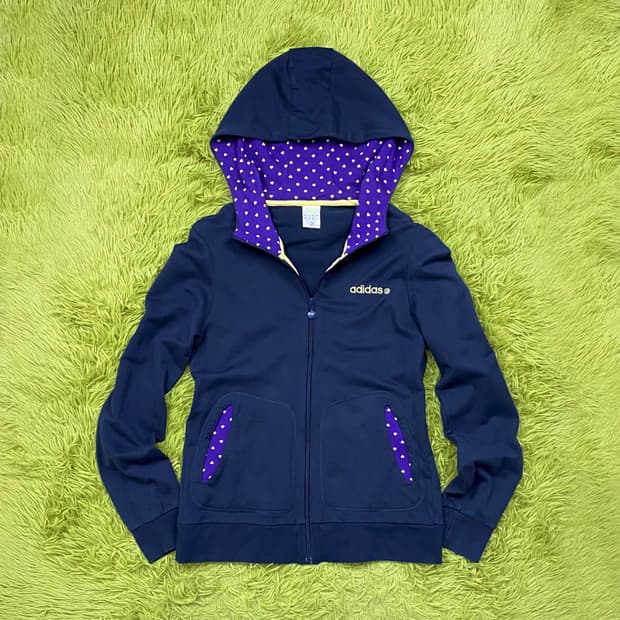 아디다스 하트 도트 라인 풀 집 후드 스웻 자켓