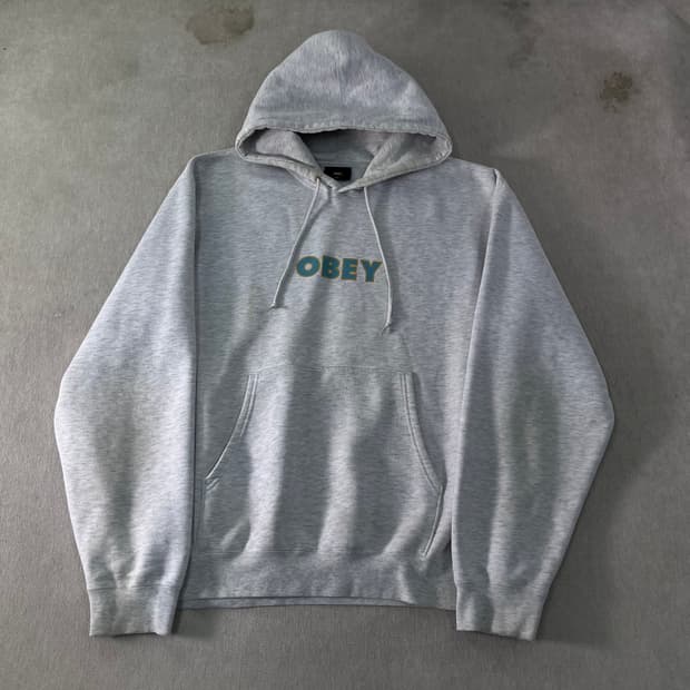 105 오베이 빅로고 오트밀 후드티