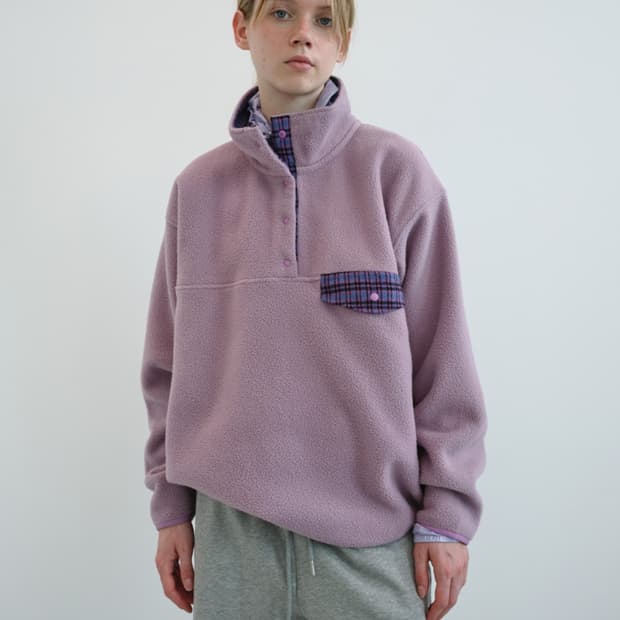 엔조블루스 레트로 스냅 플리스 아노락 (Lavender)