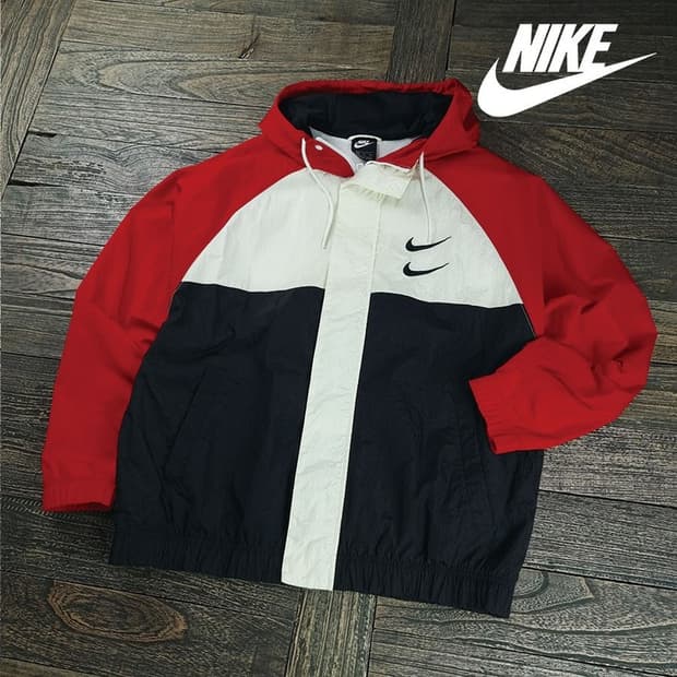 [나이키] 더블 스우시 프린팅 후드 바람막이 자켓 M19521