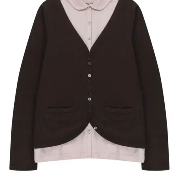 코이세이오 레이어드 셔츠 가디건 브라운 2