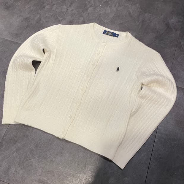 [IM] polo 폴로랄프로렌 꽈배기 화이트 가디건 니트