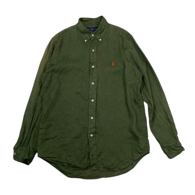 랄프로렌 Ralph Lauren 올리브그린 클래식핏 린넨 셔츠 M