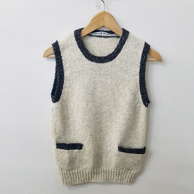 Mademoiselle NON NON 울 100% 니트 조끼