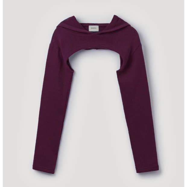 페스토 니트 후드 볼레로 머플러 세트 퍼플