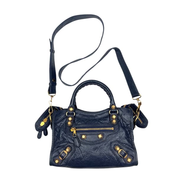 발렌시아가 미니 자이언트 시티백 네이비. 모터백 르시티 르카골