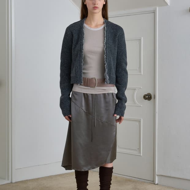 Asymmetric Satin Skirt / Charcoal
