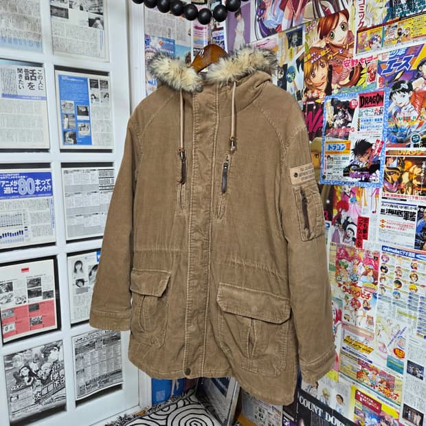 빈티지 TBJ 베이지 코듀로이 퍼 야상 자켓