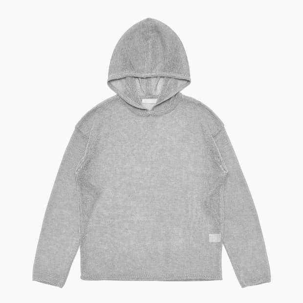 아모멘토 NETTED KNIT HOODIE GREY