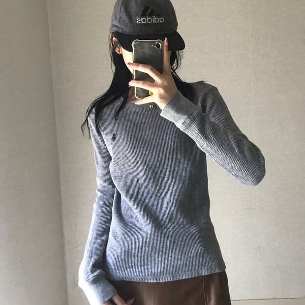 폴로 그레이 와플 롱슬리브